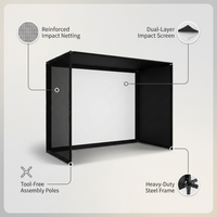 10/12/14Ft Outdoor Golf Training Simulator Cage Sports Practice Golf Simulator Enclosure with Impact Netting and All Poles — infographic