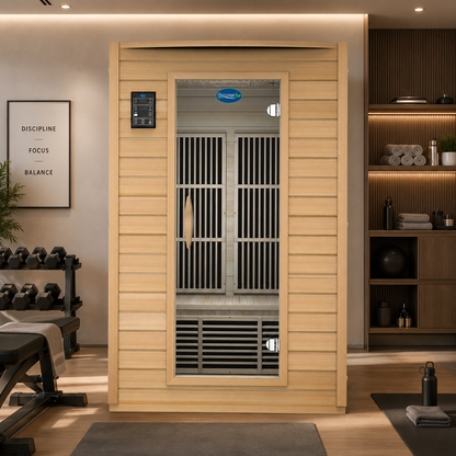 2-Person Carbon Infrared Sauna - Canadian Hemlock Wooden Sauna - 1700 Watts - Premium Audio