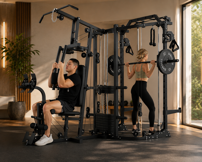 Rovix Dual Station Smith Machine With Cable Crossover Home Gym
