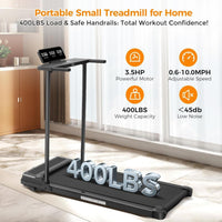 Walking Pad Treadmill with Handle Bar, 3.5HP Electric Treadmill with Handles for Home Small, 2026 Upgrade Walking Pad Treadmill with Handle Bar and Big Screen, 0.6-10.0MPH, 400LBS