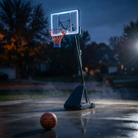 8 Ft. to 10 Ft. Black Metal Portable Basketball Hoop Height Adjustment with LED Lights — Studio Shot