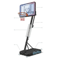 8 Ft. to 10 Ft. Black Metal Portable Basketball Hoop Height Adjustment with LED Lights — How It Works