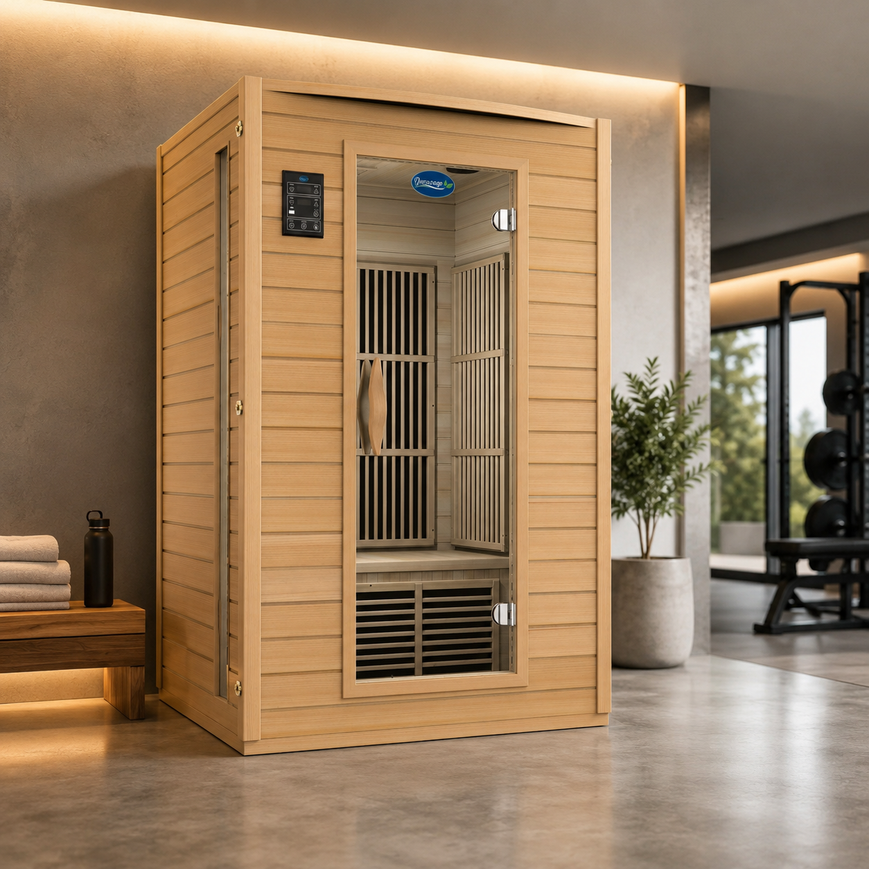 2-Person Carbon Infrared Sauna - Canadian Hemlock Wooden Sauna - 1700 Watts - Premium Audio