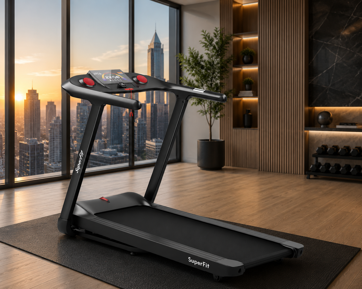 4.75HP Folding Treadmill with Preset Programs Touch Screen Control-Black