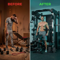 Home Gym Smith Machine Built for Full-Body Training, Cable Crossover, Durable Metal Frame, Multi-Exercise — Before & After