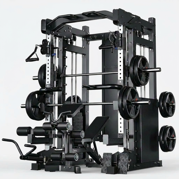 Home Gym Smith Machine Designed for Full-Body Training, Cable Crossover System, Durable Metal Frame, Multi-Exercise