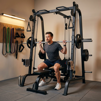 Home Gym Smith Machine Built for Full-Body Training, Cable Crossover, Durable Metal Frame, Multi-Exercise — Lifestyle