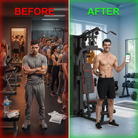 Home Gym Smith Machine with 138LB Weight Stack, Leg Press & LAT Station for Full Body Workouts — Before & After