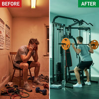 Smith Machine Home Gym Built for Complete Body Training, 138LB Weight Stack, Leg Press, LAT Station — Before & After