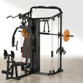 Smith Machine Home Gym Built for Complete Body Training, 138LB Weight Stack, Leg Press, LAT Station