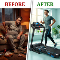 Treadmill with Auto 12Level Incline 15 Preset Foldable Treadmill 2.5 Horse Power Exercise Machine for Home Office Workout — Before & After