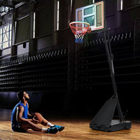 8 Ft. to 10 Ft. Black Metal Portable Basketball Hoop Height Adjustment with LED Lights