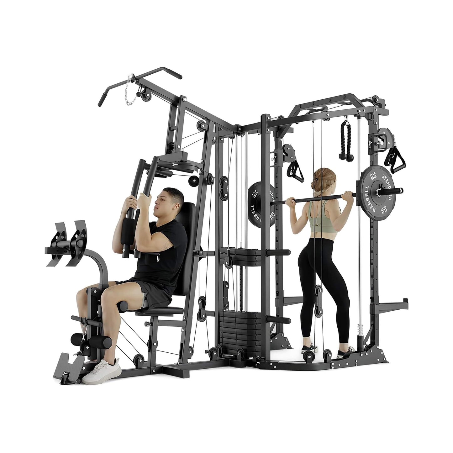 Rovix Dual Station Smith Machine With Cable Crossover Home Gym