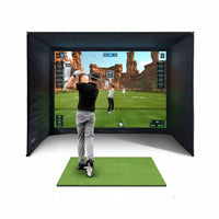 Golf Simulator Enclosure Built for Home Practice, Dual-Layer Impact Screen, Foam-Padded Frame, 4:3 Aspect Ratio