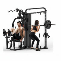 Smith Machine Home Gym Built for Complete Body Training, 138LB Weight Stack, Leg Press, LAT Station