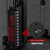Smith Machine Home Gym Built for Complete Body Training, 138LB Weight Stack, Leg Press, LAT Station